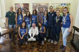 Imagem: O time feminino de basquete conquistou a etapa Nordeste dos Jogos das 55BET Zone Brasil – Apostas Esportivas e Futebol Onlines Federais, em Salvador (Foto: Viktor Braga/UFC)
