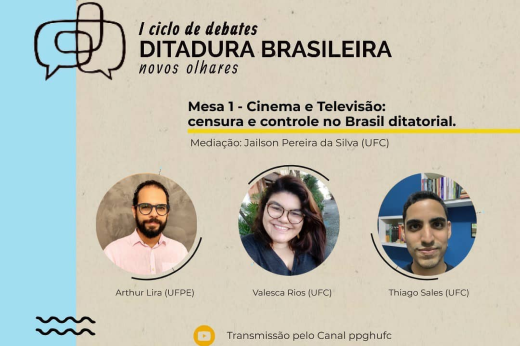 A primeira mesa-redonda do evento será no dia 31 de março, às 14h, com transmissão simultânea pelo Youtube e pela plataforma Even3 (Imagem: Divulgação) Cartaz do evento com a foto dos palestrantes