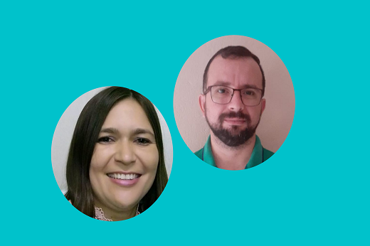 Os pesquisadores Rafaela Paula Melo e Francisco Ronaldo Belém Fernandes, ex-alunos de doutorado da UFC e coinventores da colhedora multifuncional (Fotomontagem: UFCInforma) Imagem: Os pesquisadores Rafaela Paula Melo e Francisco Ronaldo Belém Fernandes, ex-alunos de doutorado da UFC, em fotomontagem na qual seus rostos estão em destaque, lado a lado (Fotomontagem: UFCInforma)