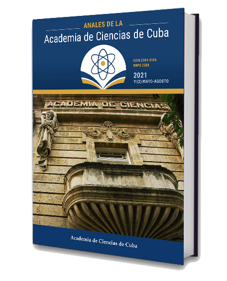 Os agraciados também terão o trabalho premiado publicado na próxima edição da revista científica Anales de la Academia de Ciencias de Cuba (Imagem: Divulgação) Capa da revista científica Anales de la Academia de Ciencias de Cuba, um livro azul com a fachada de um prédio antigo