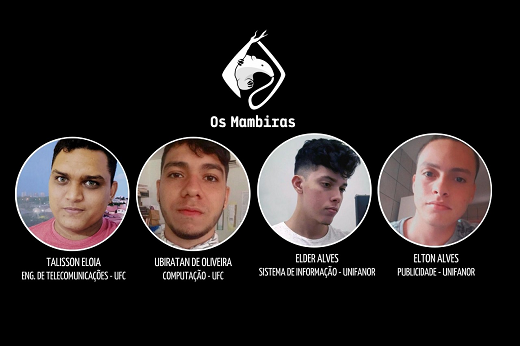 A equipe Os Mambiras venceu na problemática “a criança como parte ativa do processo de avaliação” (Imagem: divulgação) Imagem: fundo preto com fotos dos integrantes da equipe Os Mambiras