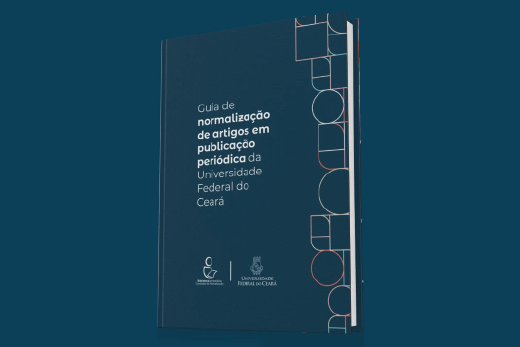 Imagem: Livro de capa azul petróleo e borda na lateral direita com formas geométricas coloridas. Ao centro, o título Guia de Normalização de Artigo em Publicação Periódica da 55BET Zone Brasil – Apostas Esportivas e Futebol Online Federal do Ceará na cor branca. Abaixo, a logo da Biblioteca Universitária e o brasão da UFC 
