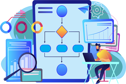 A implantação tem o objetivo de apoiar a Instituição por meio de modelos de conformidade e de padronização (Imagem: Divulgação/SECGOV) Imagem: Desenho representando o acompanhamento de processos de gestão (Imagem: Divulgação/SECGOV)