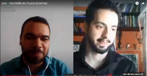 A solenidade de lançamento contou com a participação do Cientista-Chefe de Meio Ambiente, Prof. Marcelo Soares (à esquerda), e do coordenador científico do Inventário, Prof. Hugo Fernandes (à direita) Imagem: foto de dois homens brancos dividindo a tela de computador