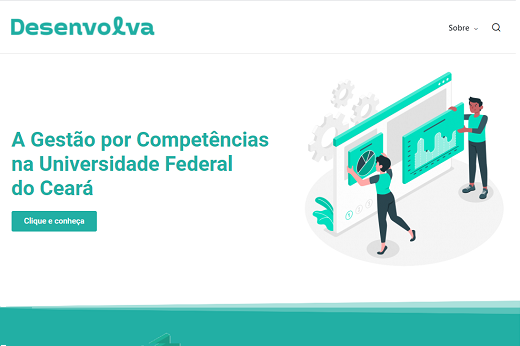O sistema Desenvolva possibilitará a inserção do programa de Gestão por Competências na UFC (Imagem: Divulgação) Imagem: tela de computador exibindo o site do sistema Desenvolva
