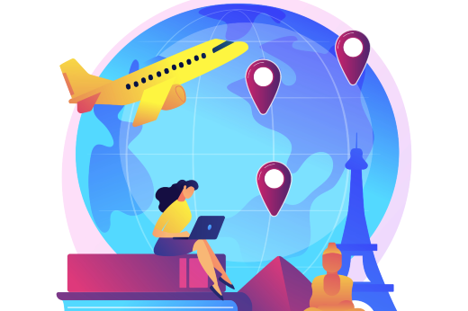 Os novos editais visam iniciar a retomada das ações de mobilidade internacional prejudicada nos últimos dois anos por conta da pandemia de covid-19 (Imagem: Freepik) Imagem: mulher no primeiro plano com computador e planeta Terra em segundo plano