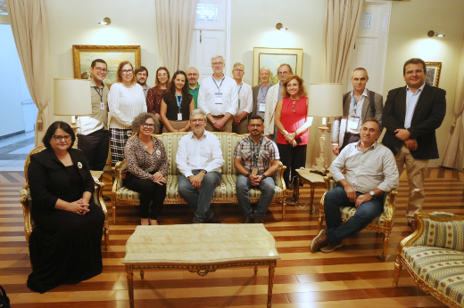 Na Reitoria, os visitantes foram recebidos no Salão Dourado (Foto: Chico Gomes/SECITECE) Imagem: representantes do instituto pasteur, da Fiocruz e da UFC