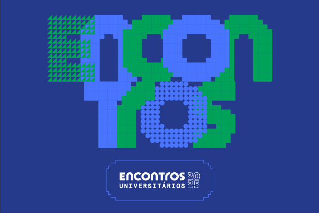 Imagem: Marca dos Encontros Universitários 2025, nas cores azul e verde