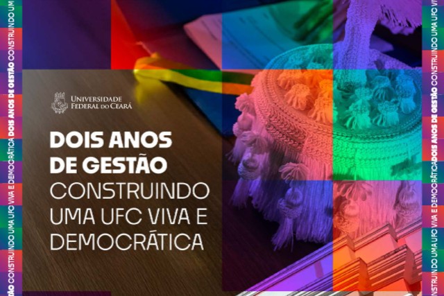 A publicação já está disponível para leitura (Imagem: divulgação) Imagem: Capa do e-book Dois anos de gestão: construindo uma UFC viva e democrática